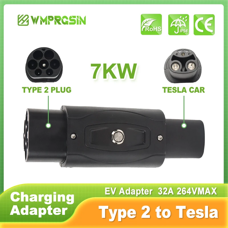 

Переходник для зарядного устройства Tesla, тип 2 в Tesla, разъем IEC62196 для зарядного устройства Tesla Model S/X/3, переходник переменного тока 250 В/32 А