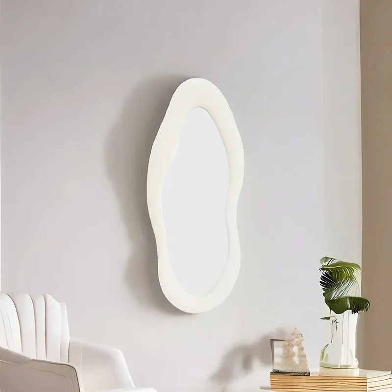 Special-shaped cloud dressing mirror, light luxury bedroom, living room wall sticker, non-perforated decorative mirror, irregula