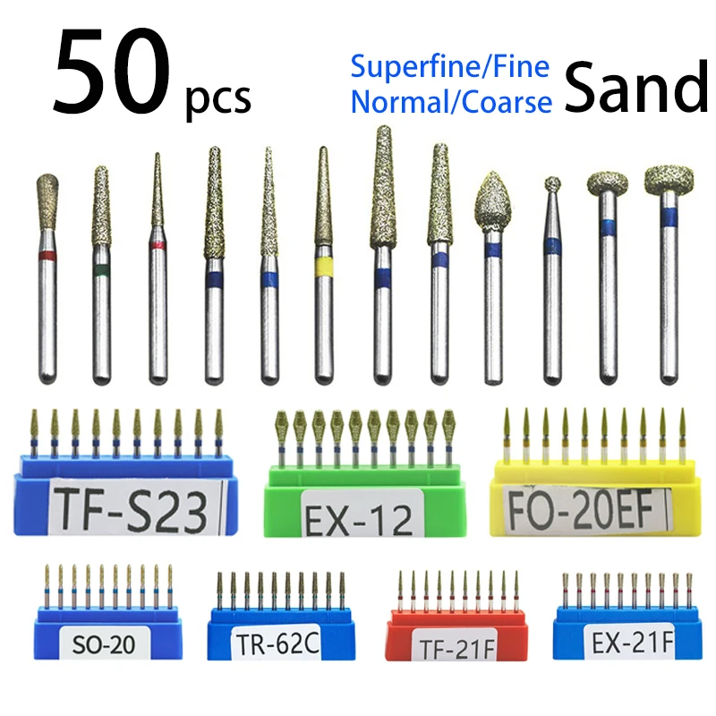 

Short Shank Dental Diamond Burs, Coarse/Fine/Medium/Extra Fine Grit, TR-20, TF-S20 for Tooth Preparation, Cavity Cleaning