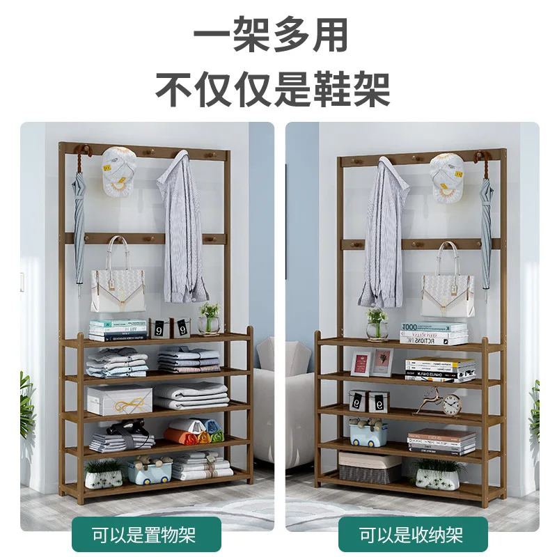 Hallway Shoe Rack Simple Door Household Hangers Indoor Beautiful Dormitory Storage Multi-Layer Dustproof Floor Coat Rack