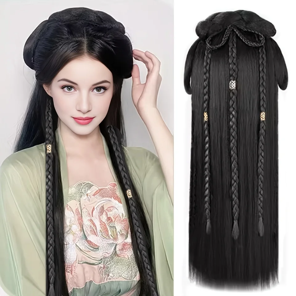 

Stylish Chinese Ancient Costume Wig for Women- Synthetic Clip-In Hair Extensions cosplay half wig 30inch