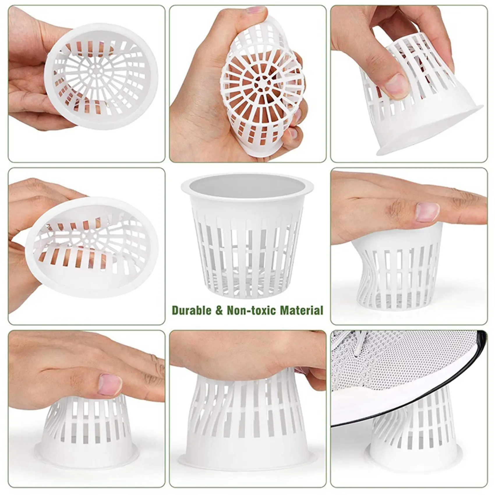 AB11-3 Inch Net Cup Hydroponic Tank, 100Pack Hydroponic Planting Basket, Used For Hydroponics, Slotted Mesh, Black And White