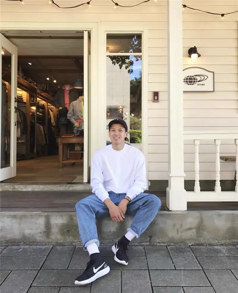 

Retro Japanese Sle Heavy Du Waed Loose Dad Jeans Dad Pants Casual Nine-Piece Trousers Trendy Long Pants for Men