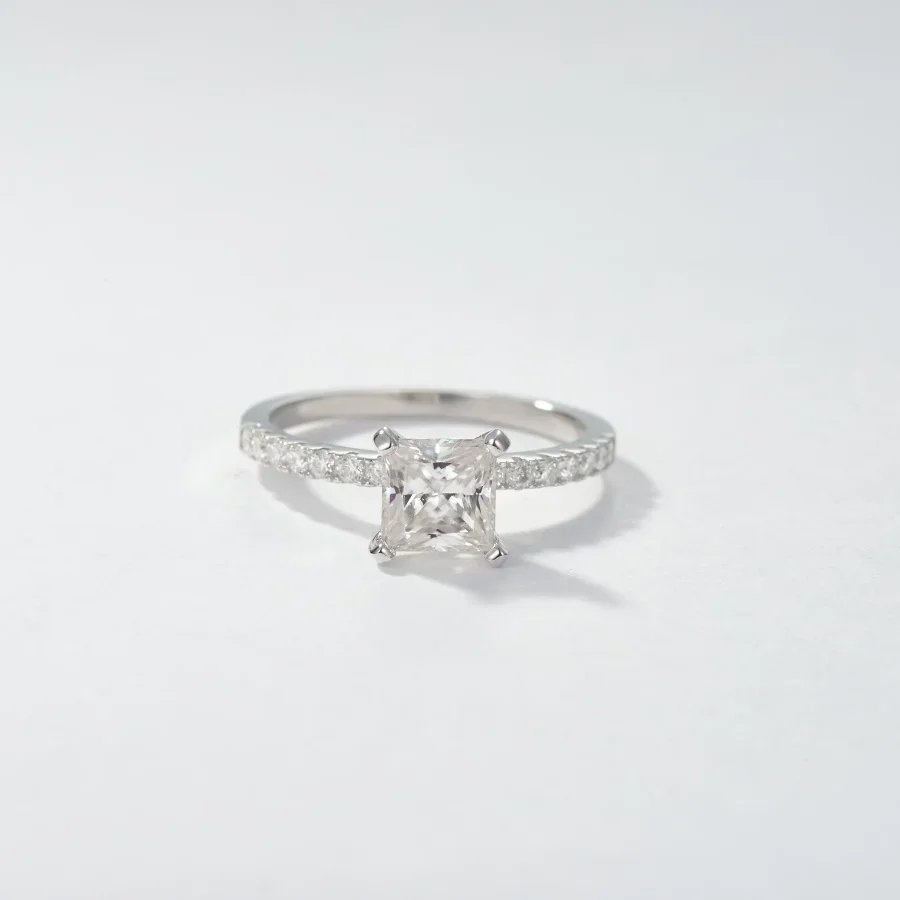 

6*6mm Princess Cut Ring Moissanite Rings 925 Sterling Silver Ring for Women 1.44ct Rings Engagement Wedding New 2025