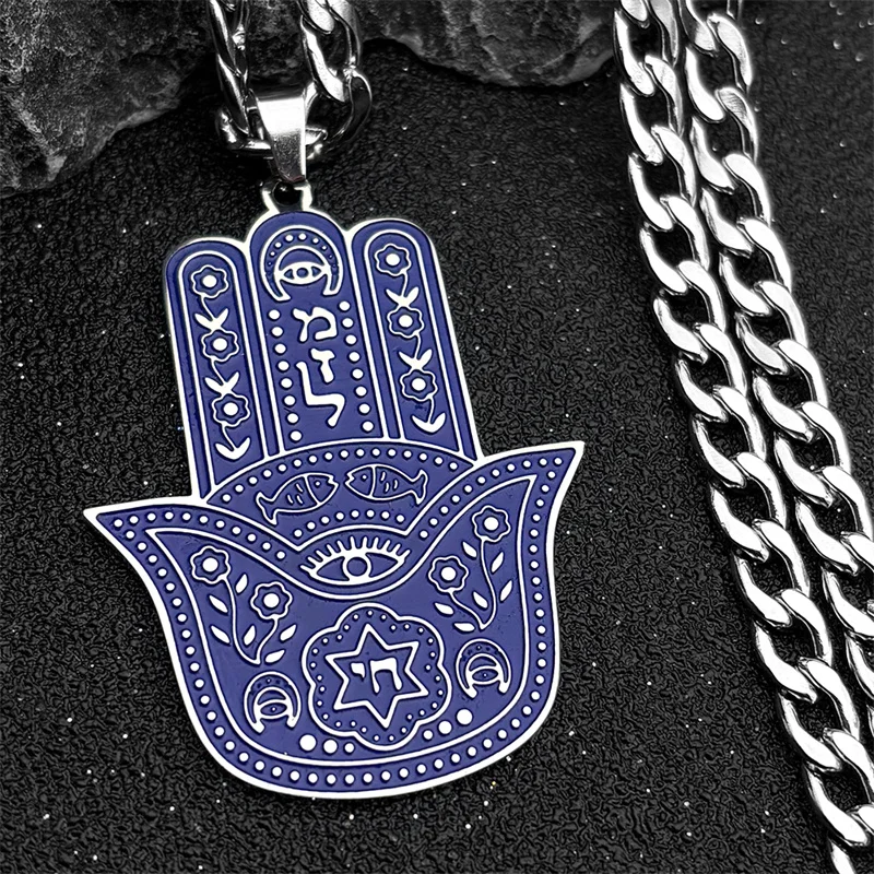 Fatima Hand Symbol Pendant Stainless Steel Silver Color Jewelry Women Men Fashion Amulet Necklace Bracelet Accessories