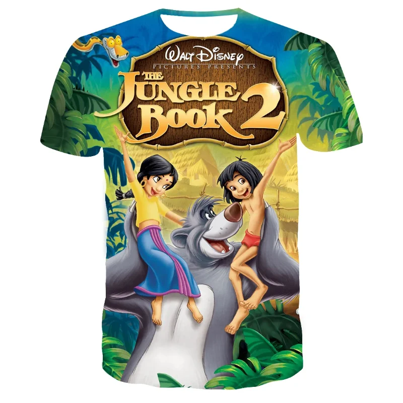 Jungle Book Boys and Girls T-shirts Mowgli Men's T-shirts 3D Printed Short Sleeve Disney Men's T-shirts MINISO Men's Clothing