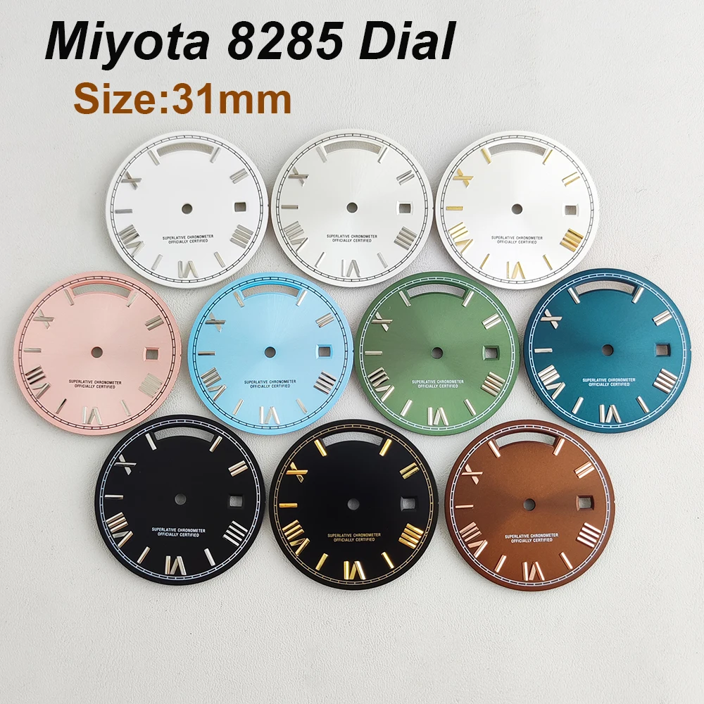 

31mm S Logo Dial Watch Accessory with Date Roman Stud Scale Sunshine Design for 8285 Automatic Movement High-Quality Watch Part