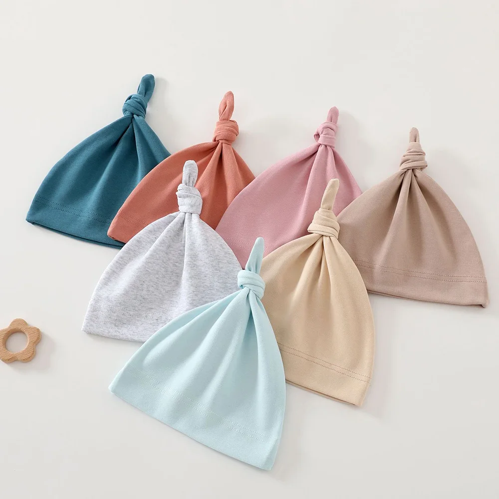 Baby Summer Hat Solid Color Thin Cotton Hospital Newborn Girl Hats Baby Head Protector 0 3 Months Baby Boy Caps