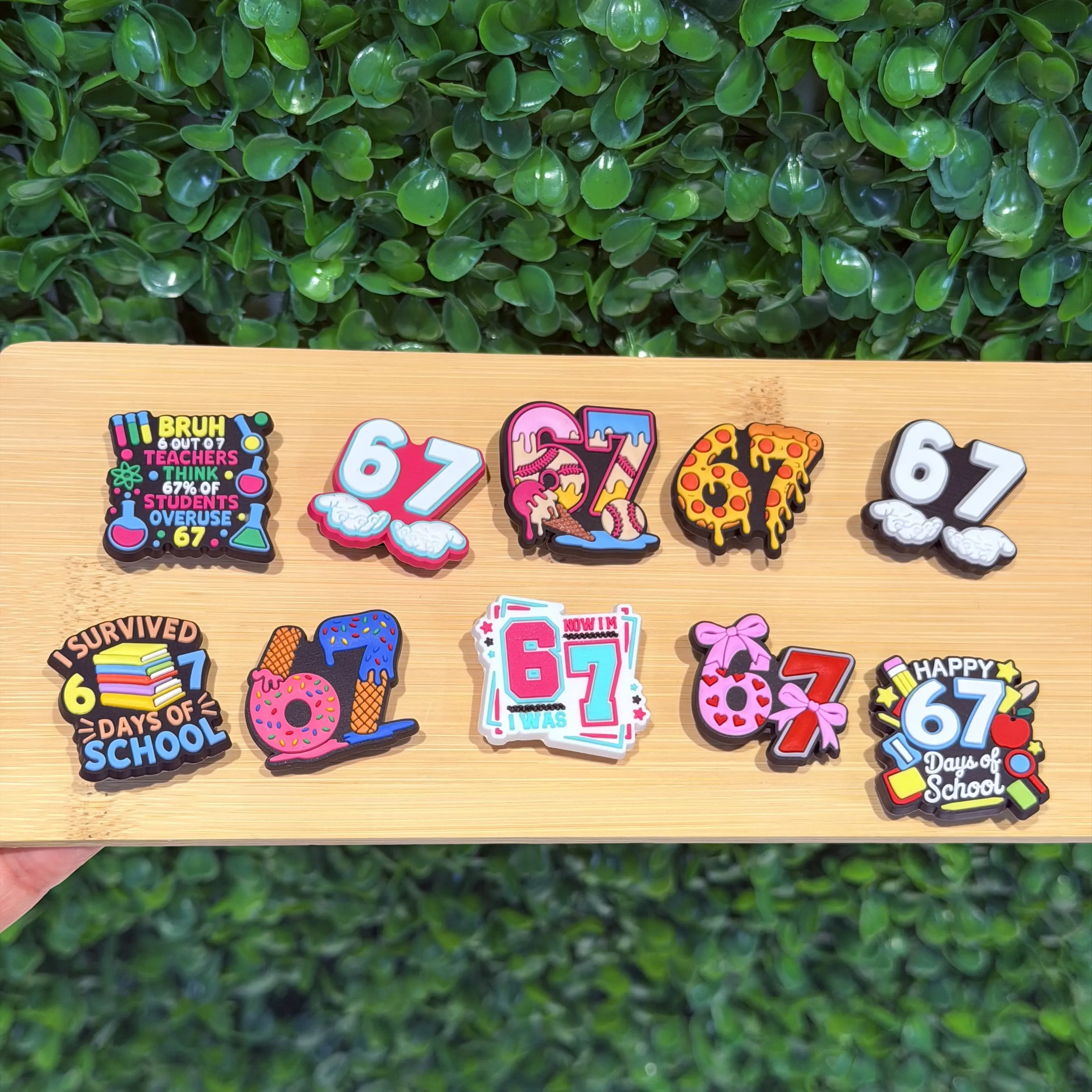 New Arrival 1-10Pcs Six Seven PVC Shoe Buckle Charms Happy 67 Days of School Clog Decoration Fit Kids Funny Gifts
