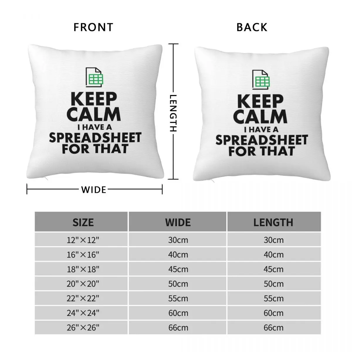 Keep Calm Excel Spreadsheets Pillowcase Polyester Linen Velvet Printed Zip Decorative Throw Pillow Case Sofa Cushion Cover 18