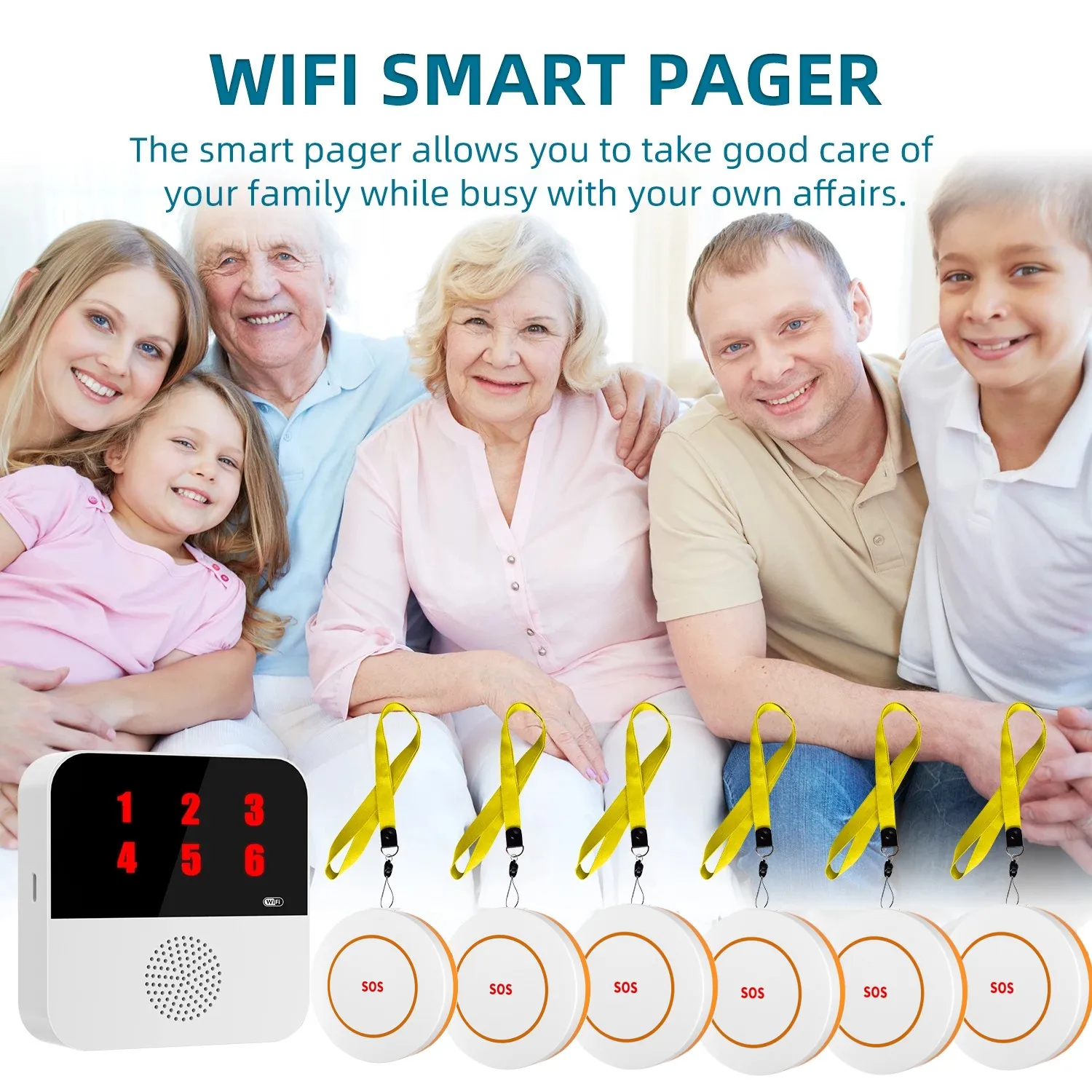 Tuya WIFI Button Wireless Caregiver Pager Seniors Elderly SOS Alarm Senior Elderly Emergency Alarm For Patients Elderly At Home