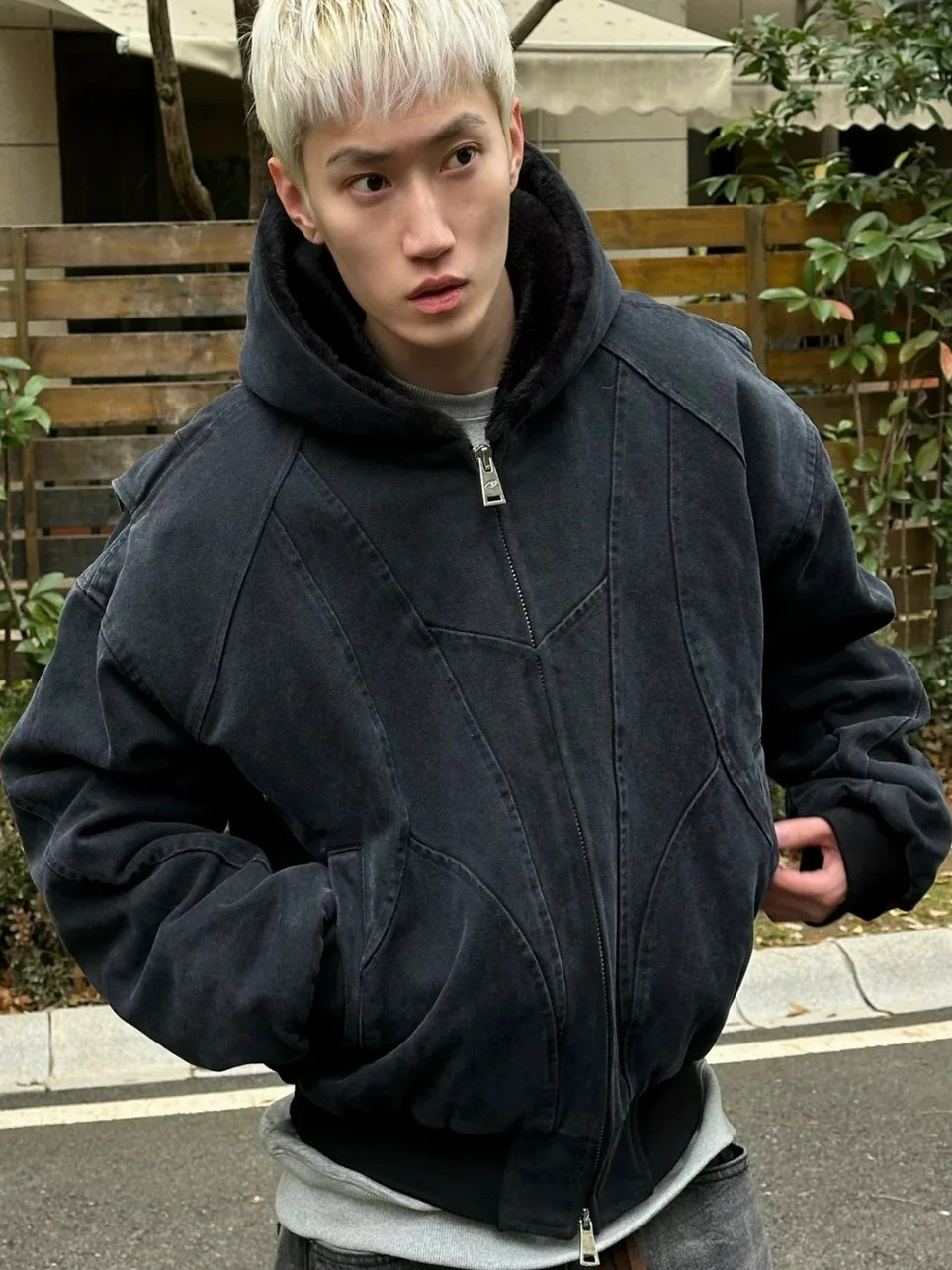 

Retro American Hooded Autumn Winter Cotton Jaet for Men Waed in Cotton Fabric Heavyweight Canvas Fce Lined Casual Coat