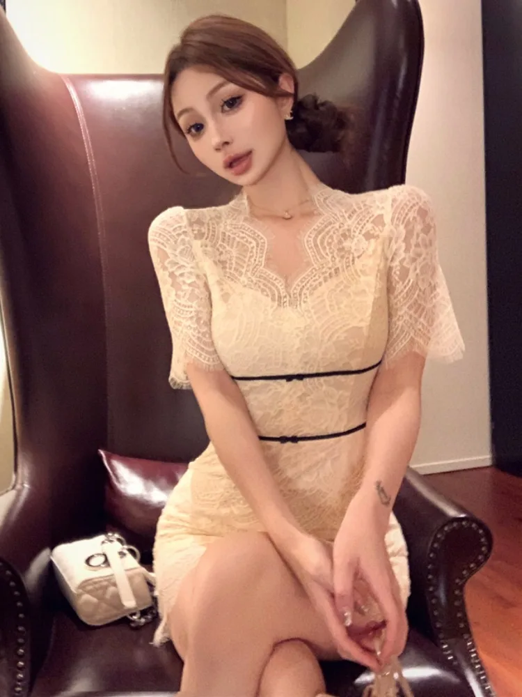 

Pure Desire Ele Slimming V-Ne ort Sve Lace Dr Женская дизайнерская чувственная облегающая юбка с высокой талией