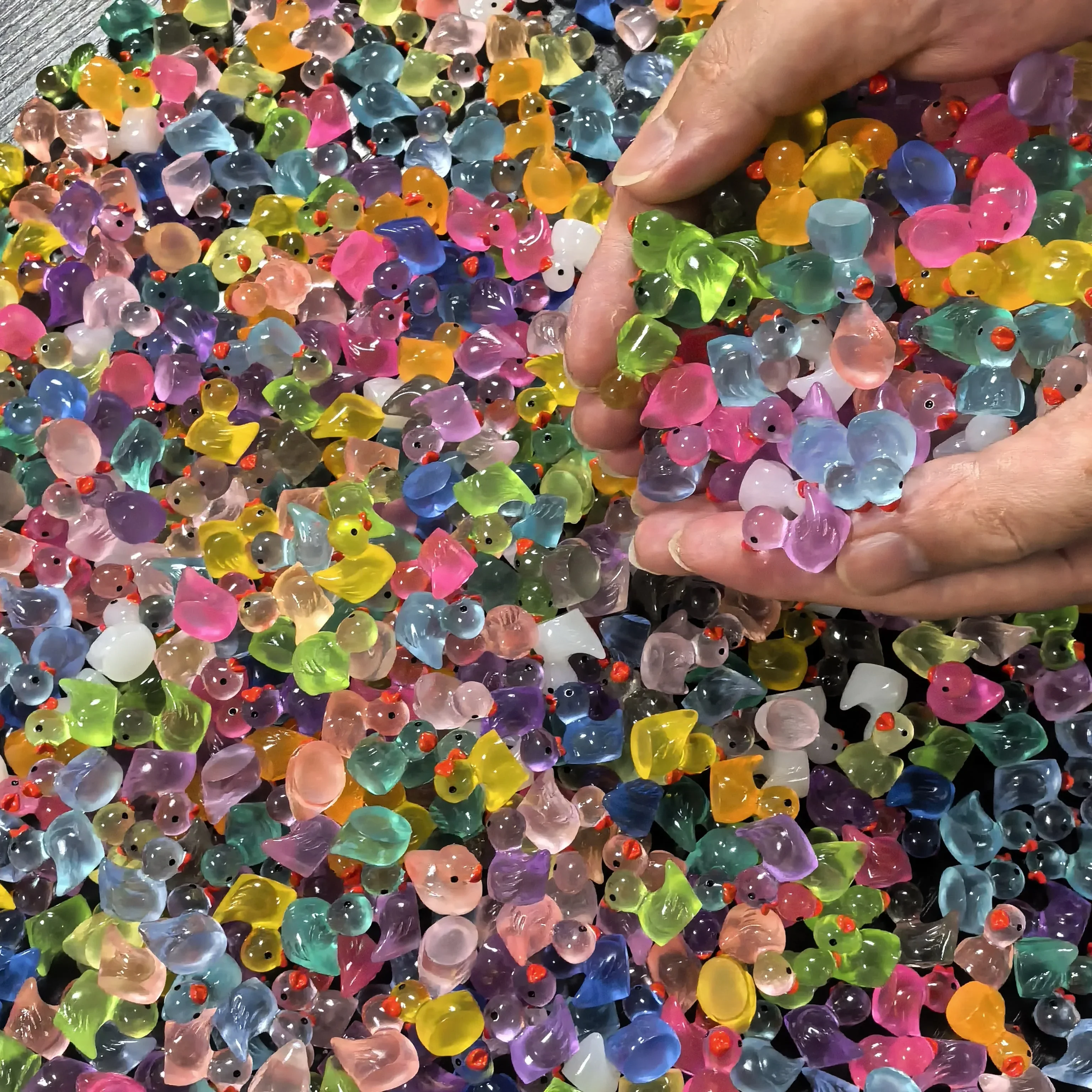 500-50pcs Luminous Mini Ducks Moss Microlandscape Miniature Duck Figurines Fairy Garden Access Home Decor Glow in The Dark