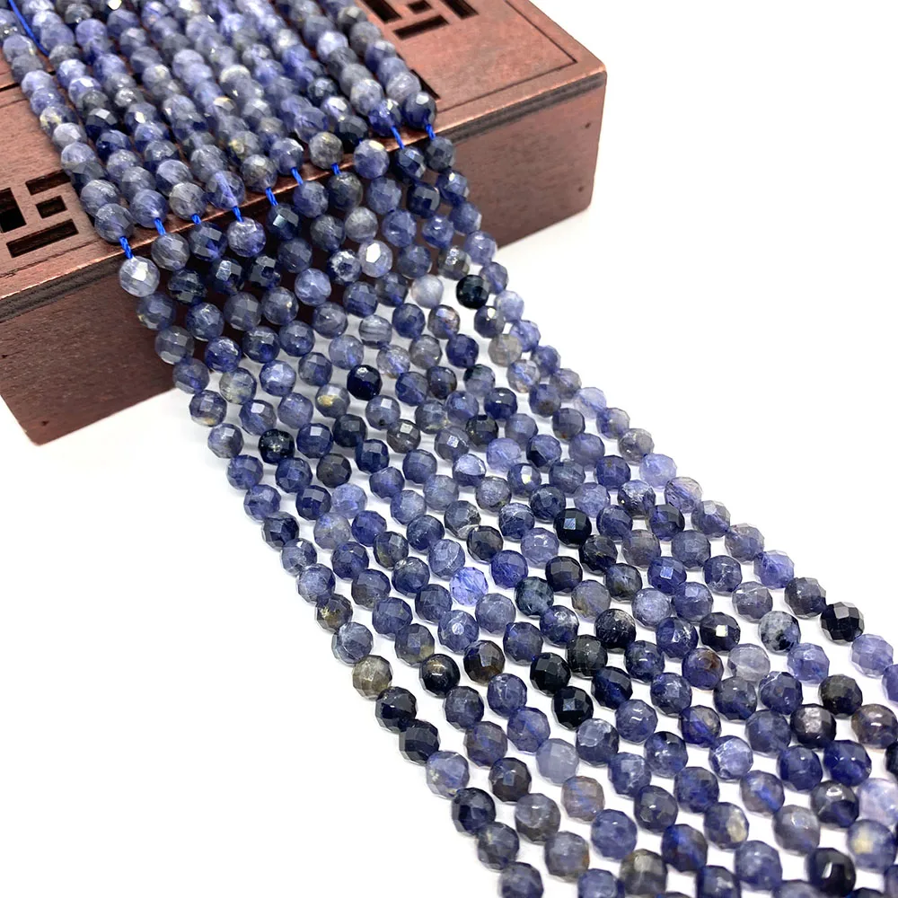 Natural Stone Beads Cordierite Purple Round Beaded Jewelry Making Necklace Bracelet DIY Accessories Handicraft Decoration 6mm