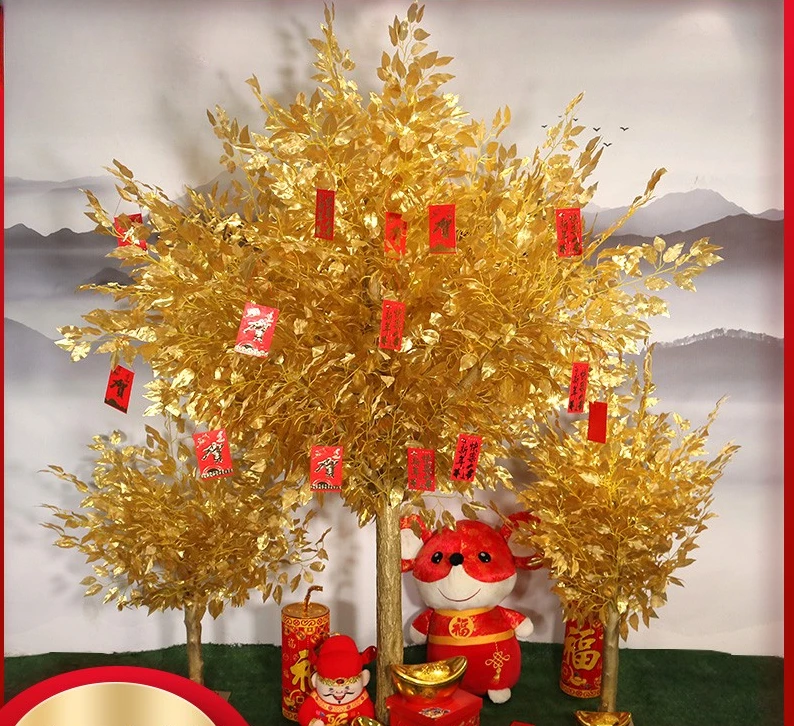 

New Year Wishing Tree Simulation Money Shakerto Make Wealth Golden New Year Golden Banyan Decoration