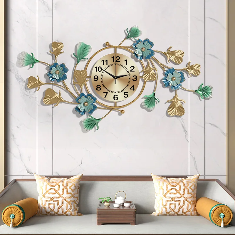 

Creative Fashion Living room TV Wall Background Wall hanging Art Light Luxury Clock Simple Modern Atmospheric Silent Wall Clock