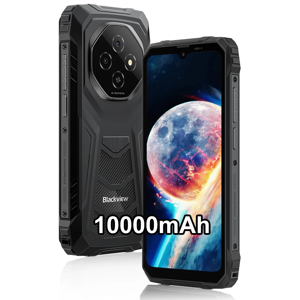 Blackview FORT 1 [chargeur non inclus pour l'UE] 12 Go de RAM (4 + 8 Go) 128 Go de ROM Android 15 Smartphone robuste 6,56 pouces AI 10000 mAh 18 W