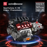 MOULDKING GTS V8 Engine+Transmission Building Blocks Classic Luxury Car Engine with Gearbox Control Toys Kids Gifts 10227