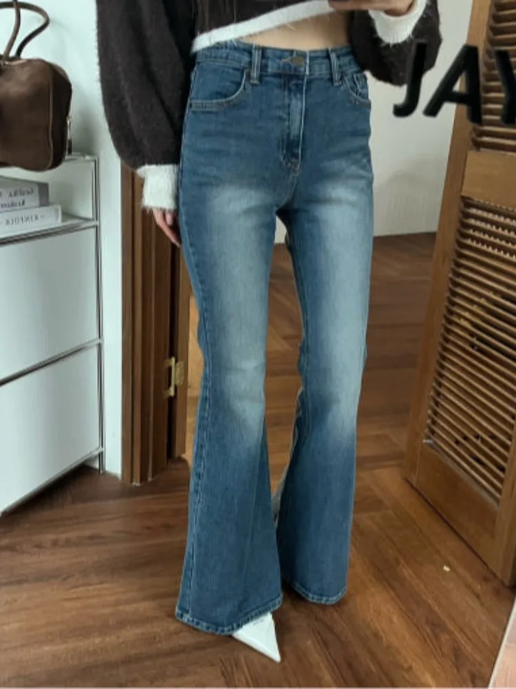 

JL эластичные расклешенные джинсы, облегающие длинные брюки, джинсовые брюки с талией, удобные эластичные брюки для молодых женщин