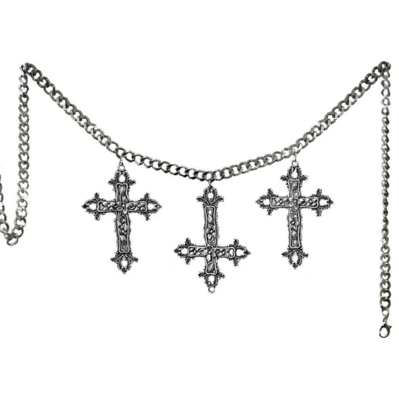 Adjustable Cross Pendant Waist Chains Vintage Punk Waist Chain Punk Body Chain Belly Jewelry for Women and Teen Girls Dropship