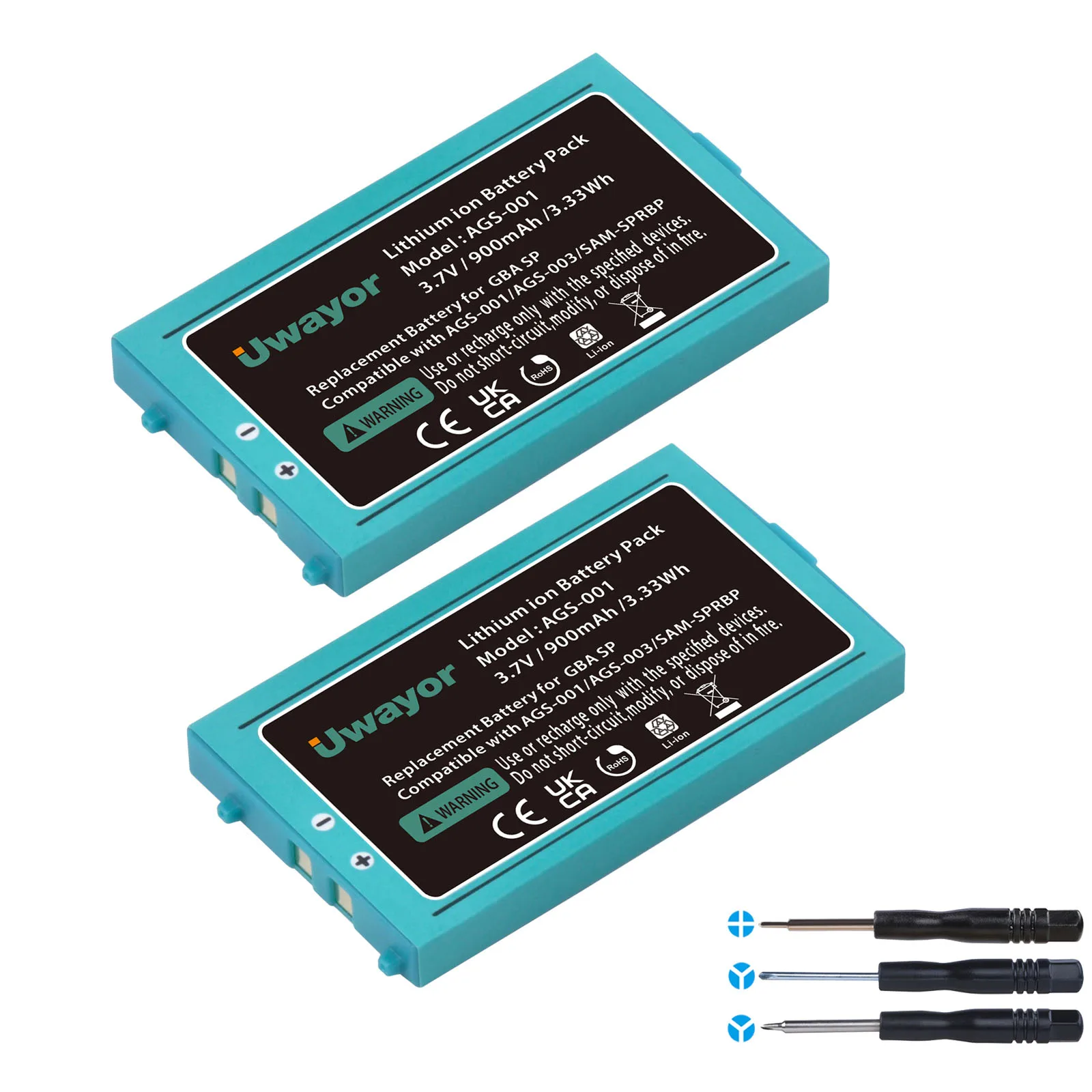 

UWayor GBA SP Battery Replacement, 900mAh Rechargeable Battery for Nintendo Gameboy Advance SP AGS-001, AGS-001, SAM-SPRBP