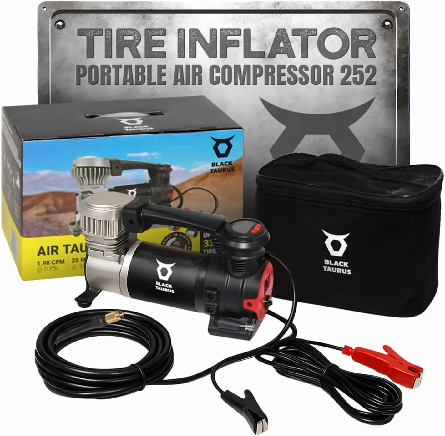 

Portable Air Compressor for Cars, Trucks & 4×4 – Auto Pressure Control, High PSI, Dual Motor (252)