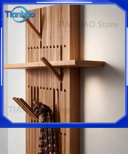 Wood Coat Rack for Oak and Beech Wall Mounted Piano Key Style Clothing Organizer Hooks for Living Room Storage