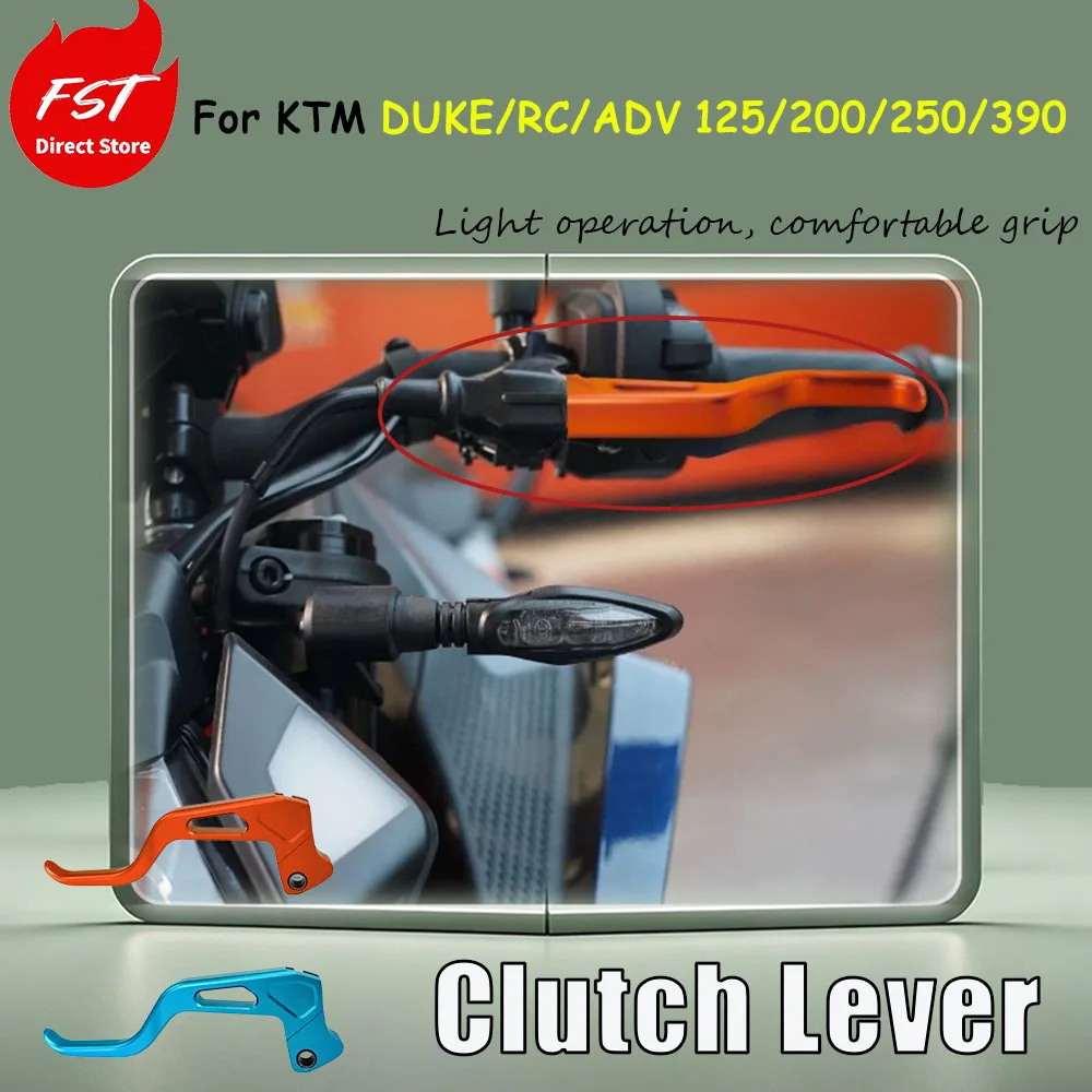For KTM DUKE/RC/ADV 125/200/250/390 models, replace the accessory with an aluminum two-finger easy-release clutch handle.