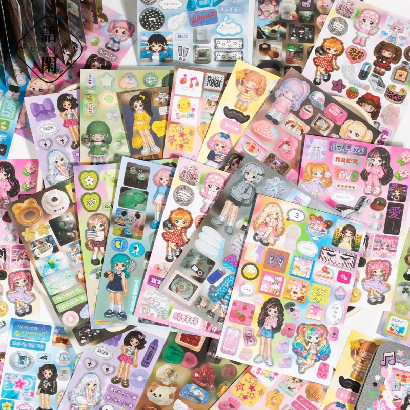 20 stickers per book, Millennium Signal Series Y2K Retro Style Pattern Handheld Account Computer Phone Case DIY Decorative Fit F