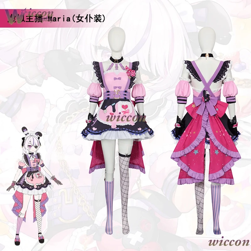 Conjunto de Disfraz de Maria Marionette 2.0 VTuber YouTuber Idol: Vestido Gótico Lolita y Parche para los Ojos para Cosplay de Anime, Halloween, Navidad