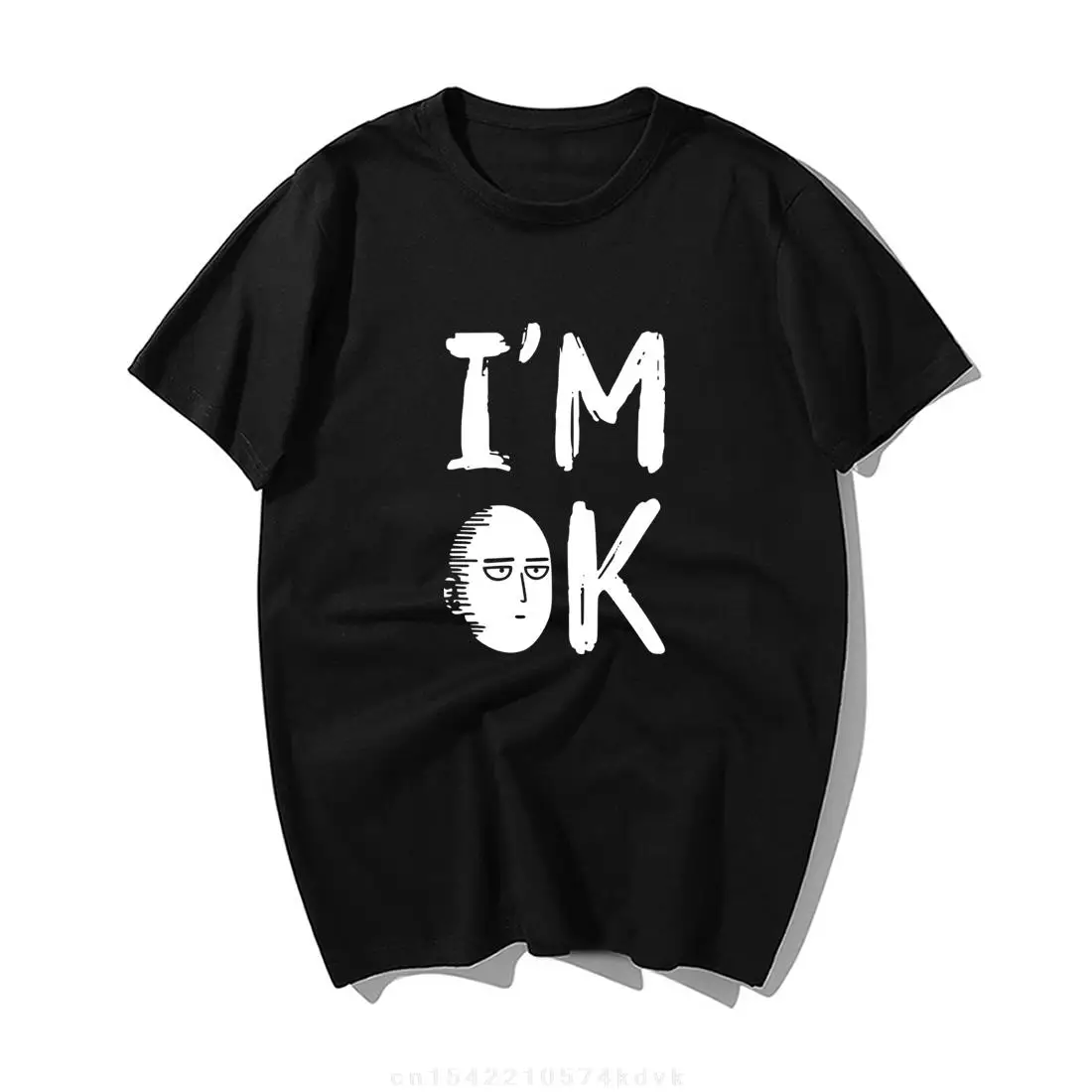 One Punch Man Graphic Tshirt Men Pure Cotton Fashion Tops Tees Harajuku Streetwear Funny I'M Ok Printed Tshirt