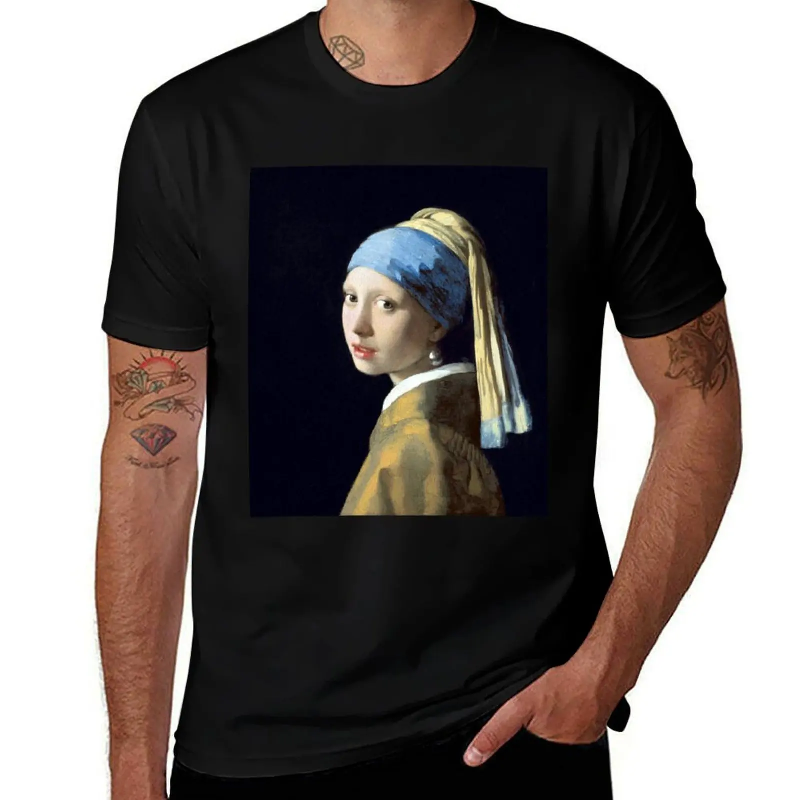 Johannes Vermeer Girl with a Pearl Earring T-Shirt Big and Tall Casual T-Shirt
