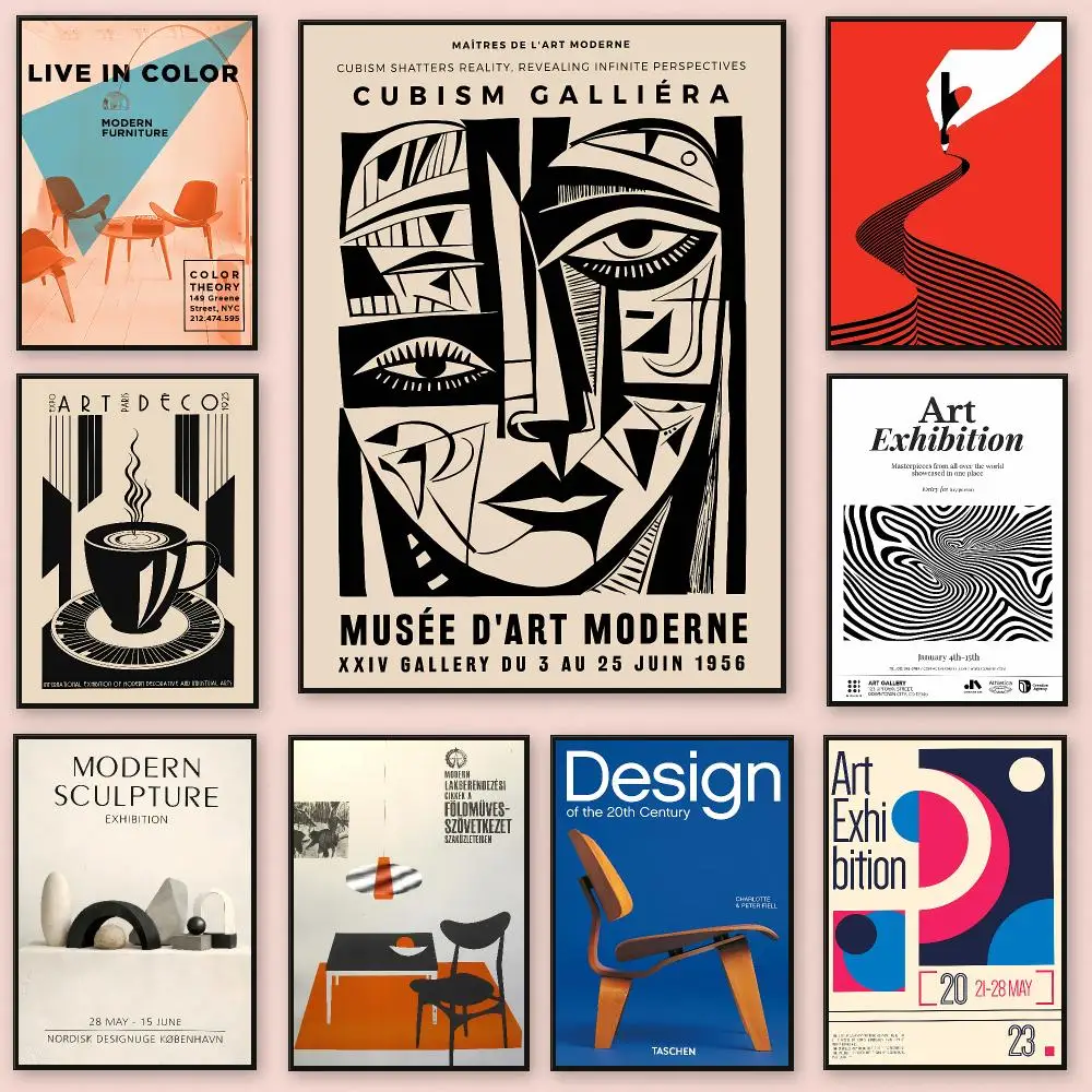 Minimal Exhibition Art M-Modernism Exhibition Art Poster Series HD Wall Living Room Home Decor Gift