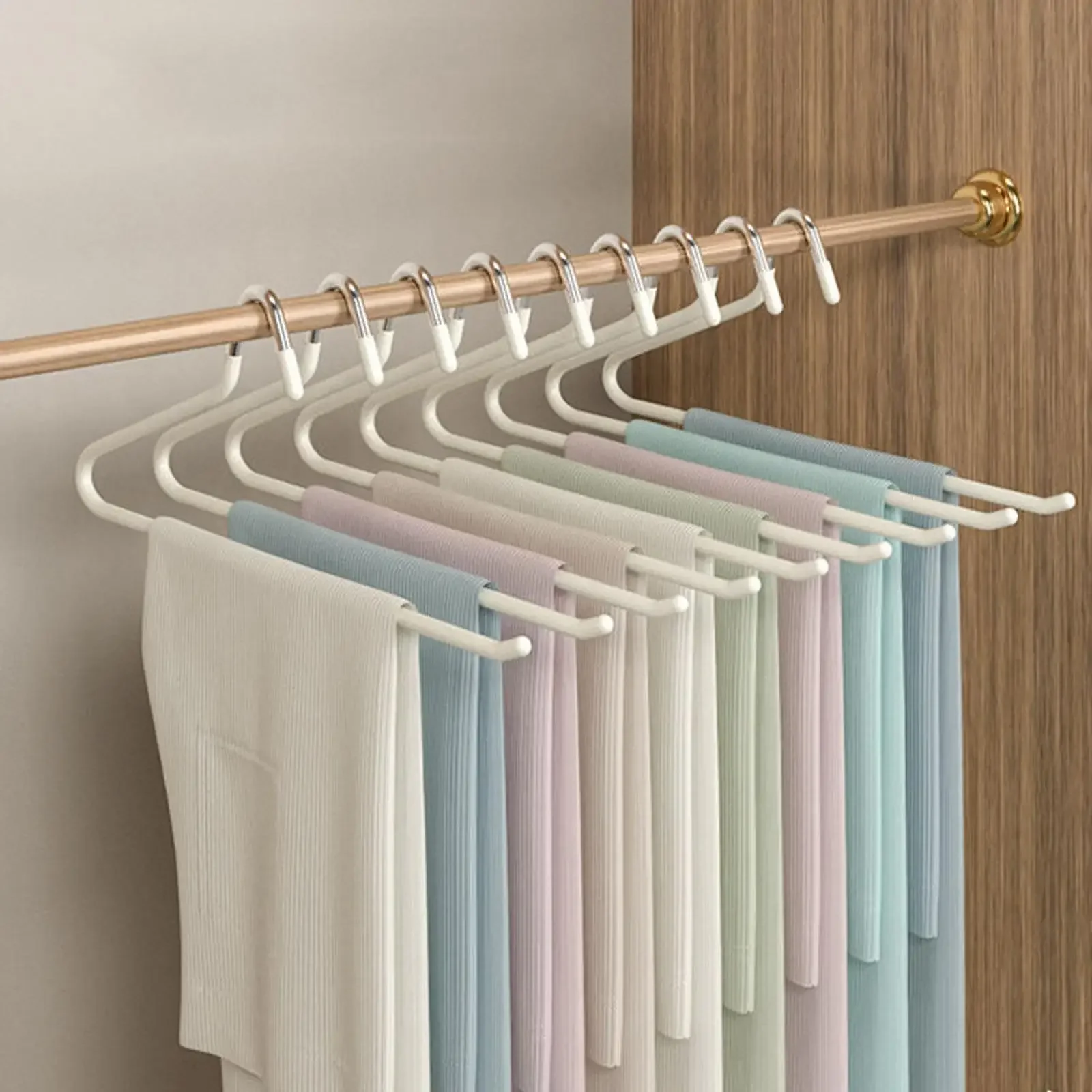 

10pcs Type Dip Plastic Pants Rack Wardrobe Dormitory Telescopic Z Type Women'S Clothes Rack Multi Layer Storage Pants Rack