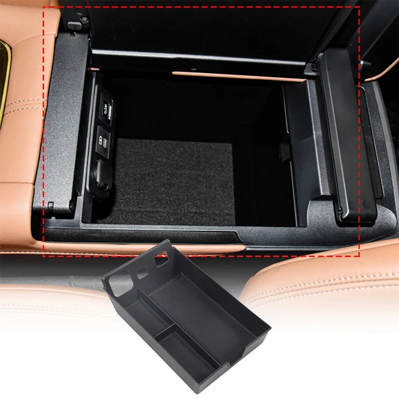 

For Toyota Alphard Vellfire 40 Series 2023-2024 ABS Black Car Center Armrest Storage Box Console Organizer Tray Car Accessories