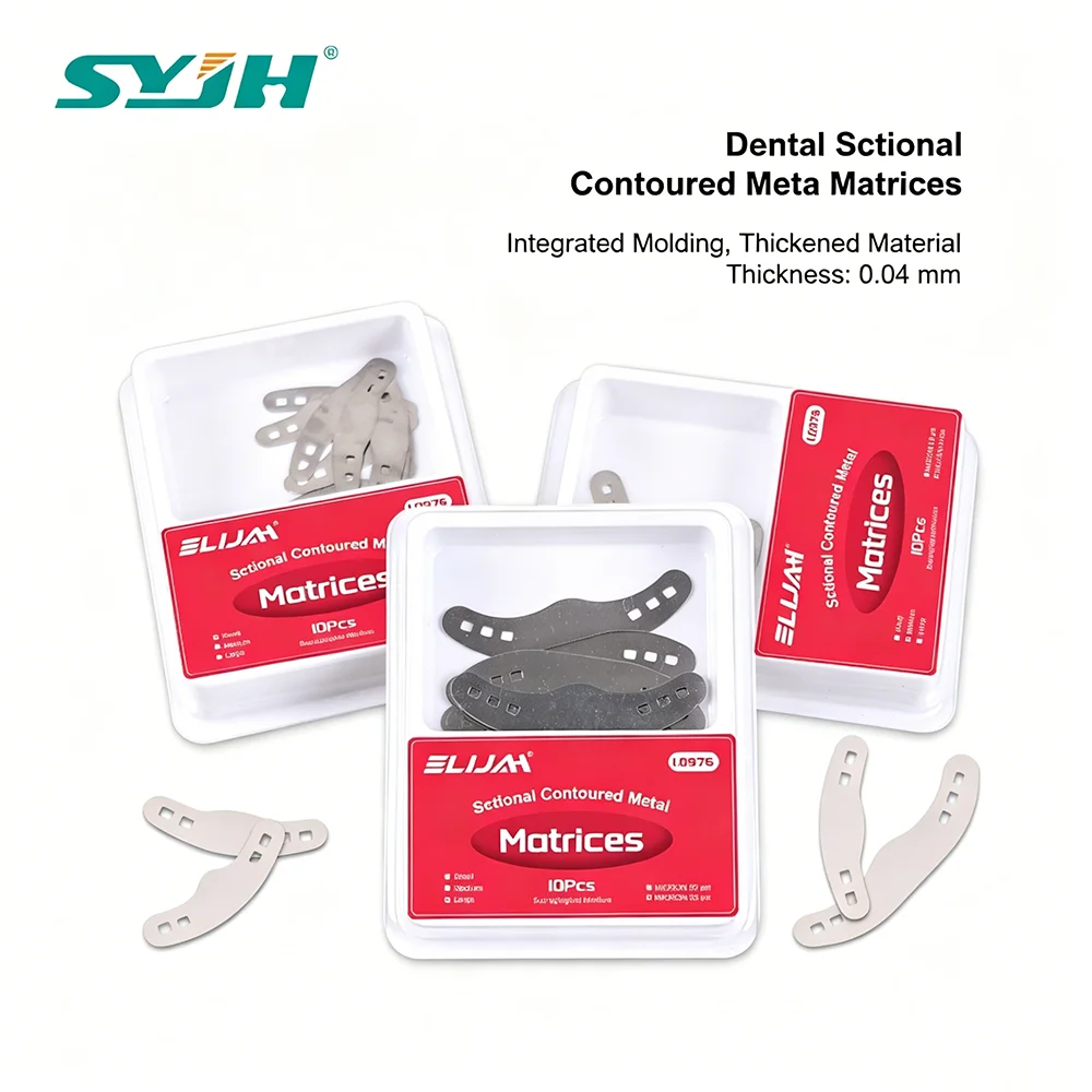 

SYJH 10Pcs/Box Sectional Contoured Metal Matrices Stainless Steel Dental Orthodontics With Holes Dentistry Restoration Tools
