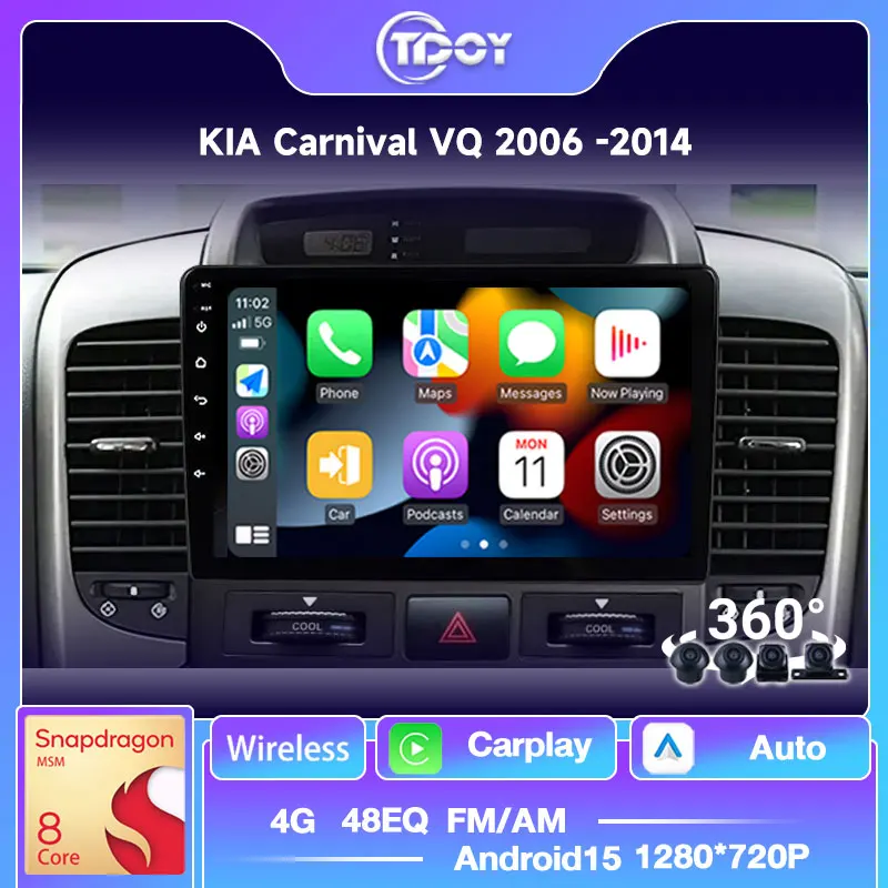 

Car Radio Android 13 Carplay Android Auto For KIA Carnival VQ 2006- 2014 Radio Android Car Video 4G wifi 360 DSP Subwoofer 8Core
