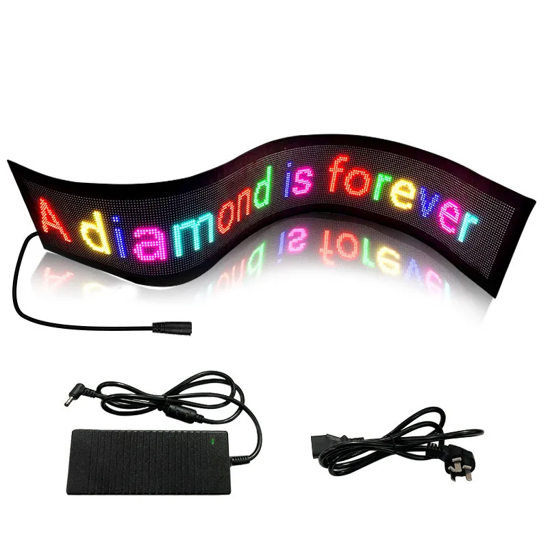 Imagem -06 - Led Screen Sign Publicidade Screen Rgb Scrolling Message Display Board Aplicativo Dobrável Soft Flexível Exibição da Janela Traseira do Carro