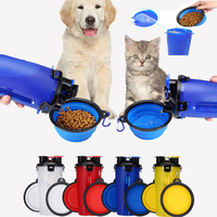 2 IN 1 Dogs Travel Water Bottle Collapsible Pet Food Container with Collapse Outdoor Double Used Bowls Drink Cup Outdoor