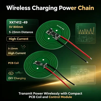 XKT412-49 5V 800mA Wireless Power Transfer Module, PCB Coil Integrated 9-12V Input for IoT/Charger