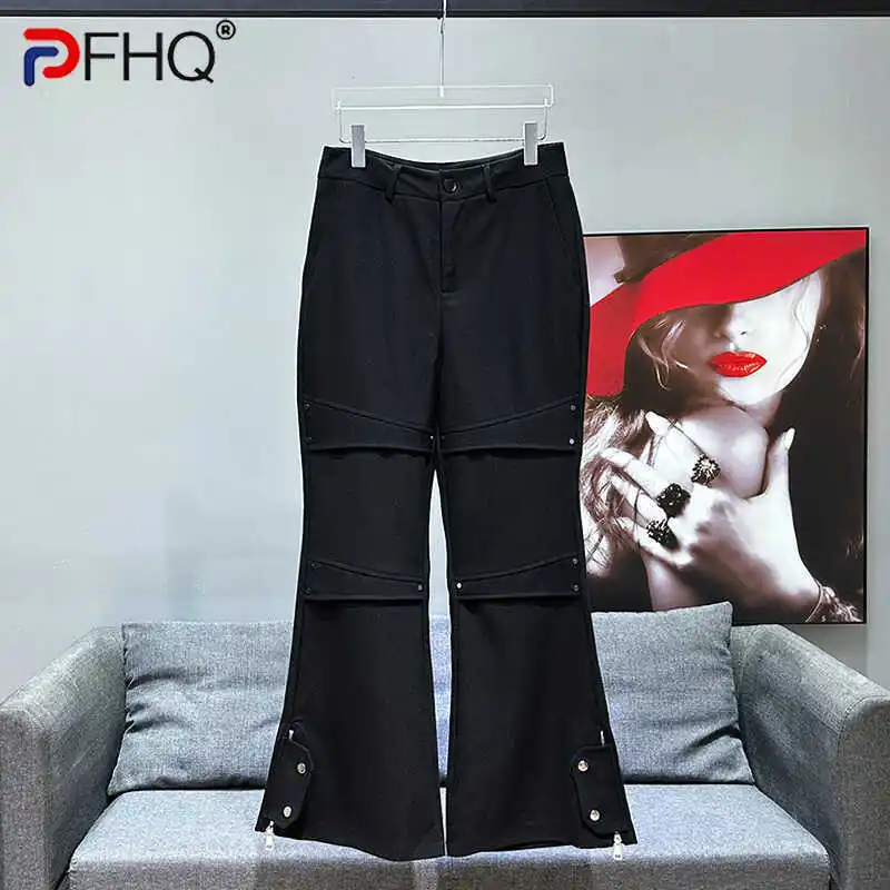 PFHQ High Street Side Zippers Flare Pants Men's Popular Versatile Trendy Loose Solid Color Male Trousers Autumn Korean 21Z4349