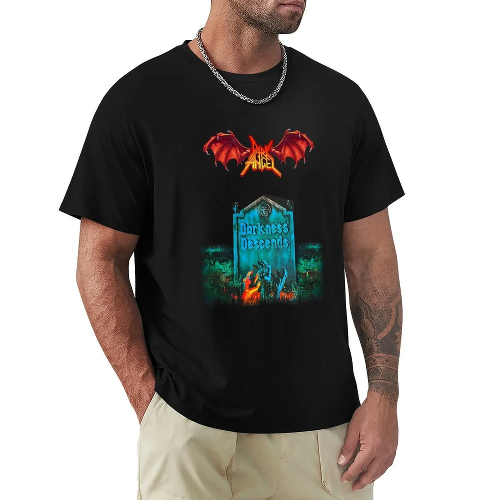 People Call Me Dark Angel Darkness Descends Old School Us Thrash Metal Retro Vintage T-Shirt t shirt man casual T-Shirt