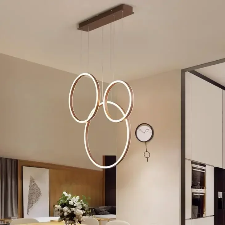 

Dining room chandelier modern minimalist creative personality warm ring study living room lamp Nordic lamps led restaurant lamp