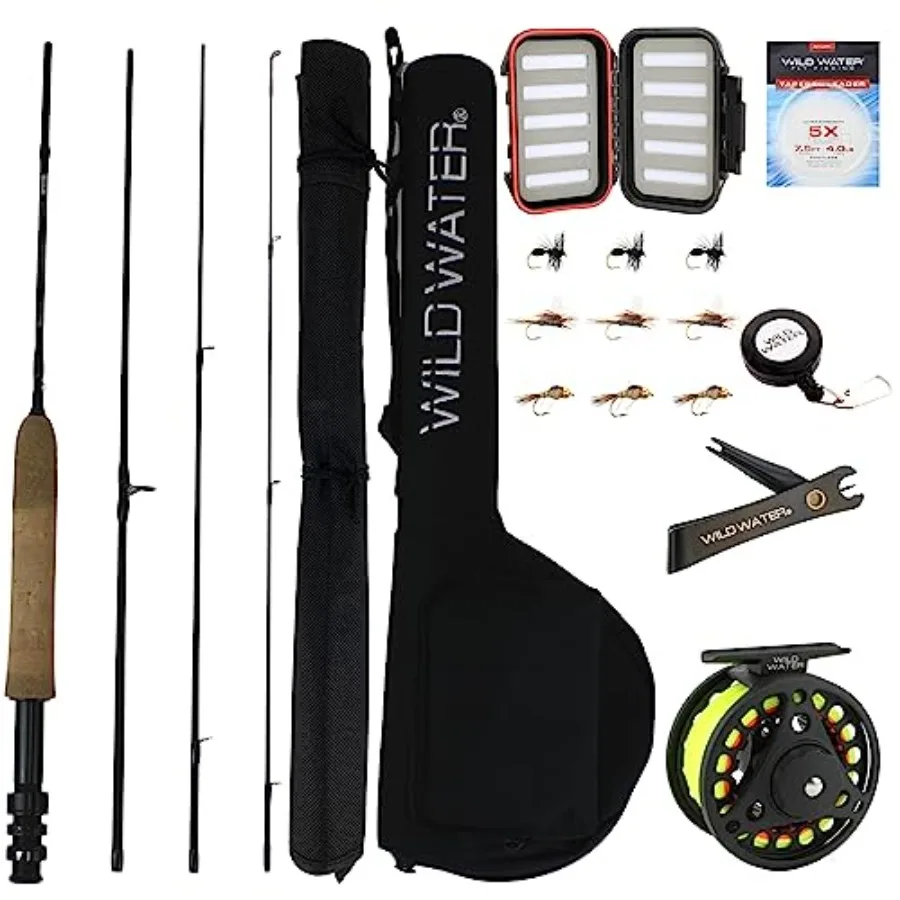 

5 Foot 6 Inch Graphite Fly Fishing Combo Starter Kit with 3Weight 4Piece Rod Die Cast Aluminum Reel Fly Box Assorted Flies and