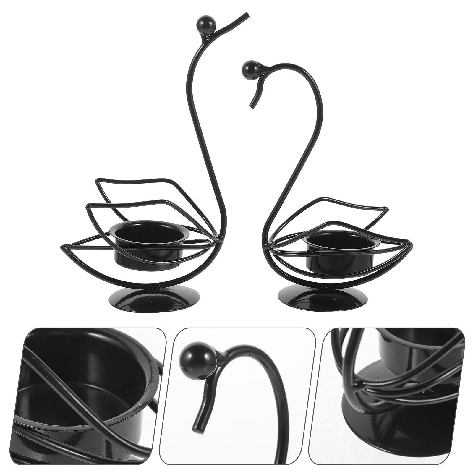 

2 Pcs Swan Wrought Iron Crafts Candleholders Creative Candlestick Wedding Reception Decor Decorate Dining Table Candlesticks