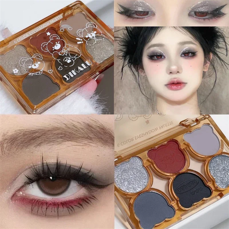 6 Colors Glitter Eyeshadow Matte Pearly Eye Shadow Shine Diamond Long Lasting Red Black Charming Eyes Make Up Palette Cosmetics