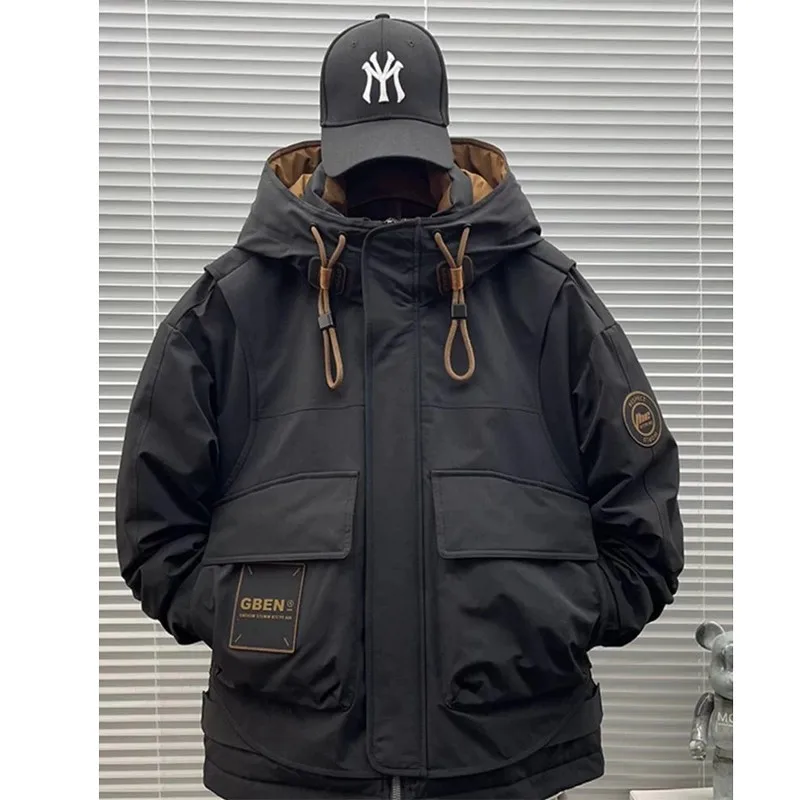 

Men's Outdoor Warmth Insulated Hooded Jaet Winter New Sle Large Size 300 Pou Fce Lined Cold Proof Workwear Coat