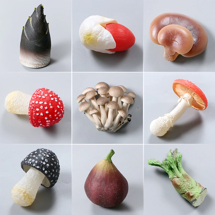 Hand Painted Simulation Plants,Vegetable Fungi Models,Mushroom Action Figure PVC Figurine For Kids Educational Toys Gift