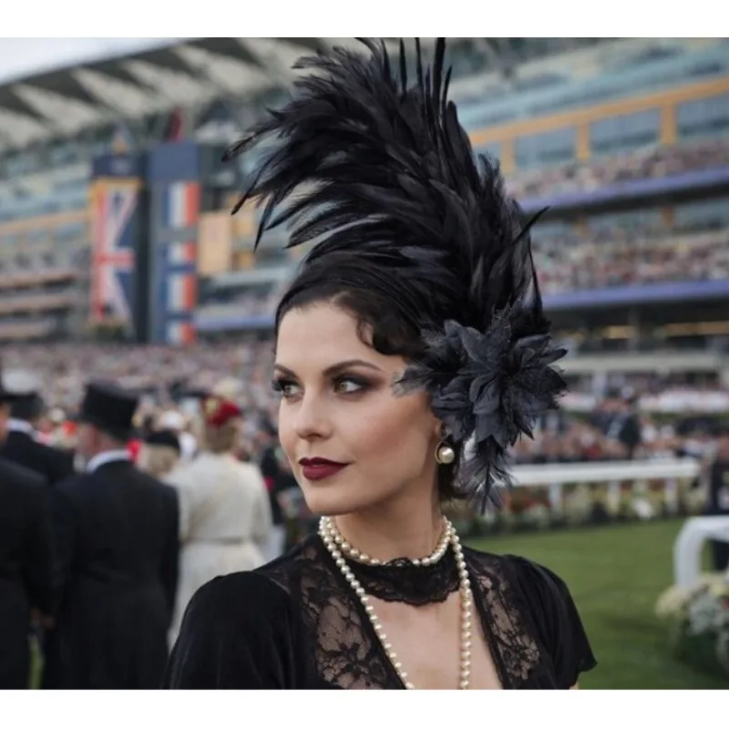 

Повязка на голову с перьями в стиле 1920-х годов, головные уборы-фасцинаторы, цветочные украшения для волос для чаепития, аксессуары для девочек на Хэллоуин и Рождество